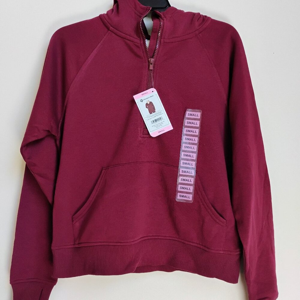 Size small kangaroo pocket, cotton blend fleece fabric hoodie.